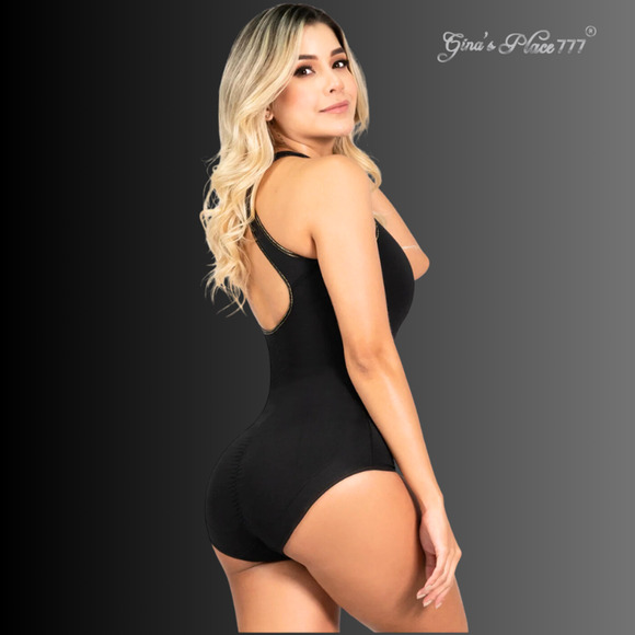 NWT WOMENS TANK CRISS CROSS METALLIC TRIMBACK TUMMY COMPRESSION BODYSUIT L/36 - Picture 5 of 16